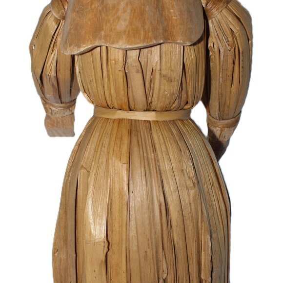 Vintage Rare Christmas Mary And Joseph Carved Cornhusk Wood Set Figures - Picture 15 of 16